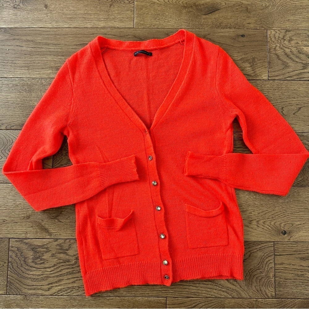J. Crew Italian Spun Alpaca Blend Orange Cardigan Sweater XS